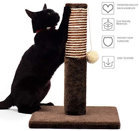 Delxo Cat Scratching Post Durable with Cat Interactive Toys Cat Scratch Post Plush and Sisal Cat Scratcher Eco-Friendly Design Maintain Healthy Cat Claws (Brown Scratching Posts)