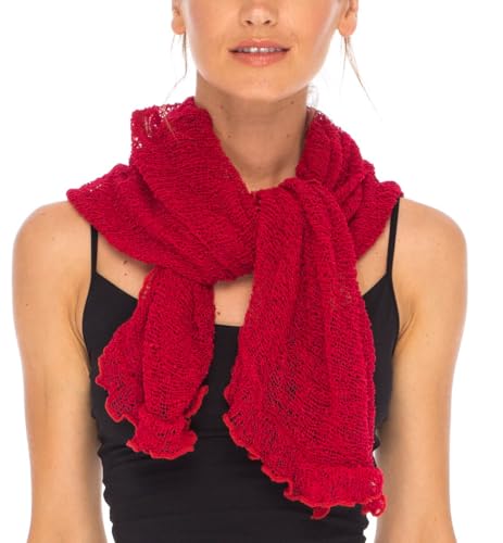 Image of SHU-SHI Women's Sheer Knit Poncho Shrug Lightweight Asymmetrical Ruffle Wrap Dressy Summer Shawl Cover Up Top