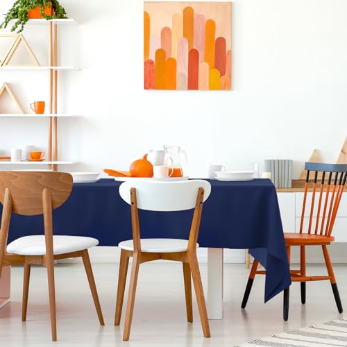 Image of Kopokita 6 Pack Navy Blue Plastic Tablecloths Disposable 54 x 108 Inch | Rectangle Table Cloths, Party Table Covers for Birthday, Picnic, Wedding, Graduation