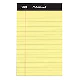 Office Depot Brand Professional Perforated Pads, 5' x 8', Narrow Ruled, 50 Sheets Per Pad, Canary, Pack of 8 Pads