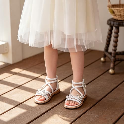 Image of Kiderence Toddler Flower Girl Sandals Open Toe Dress Shoes Wedding Party | Non Slip Lightweight Sandals for Beach,Water Play and Daily Wear