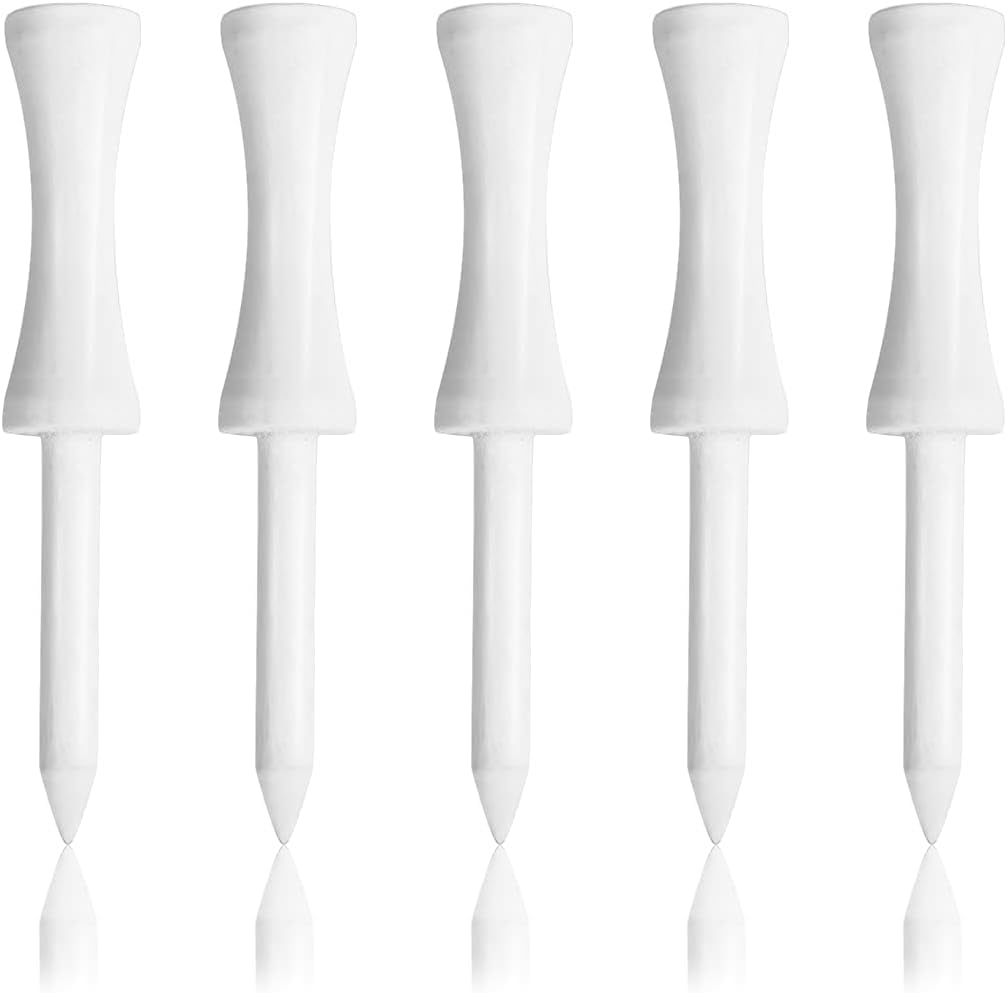 Wooden Golf Tees 2-3/4" 100 Count 70mm White Step Down Tees Golf