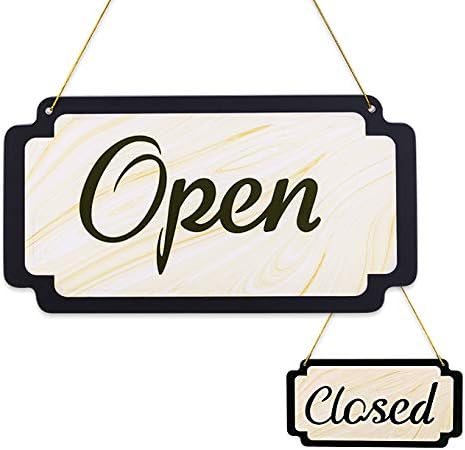 WaaHome Open Signs for Business Double Side Open Closed Sign Wood Grain Vintage Open Sign, 6''X12''