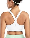 RUNNING GIRL Sports Bras for Women, Molded Cup High Impact White Sports Bra Workout Bras for Women High Support Racerback(WX3046 White L)