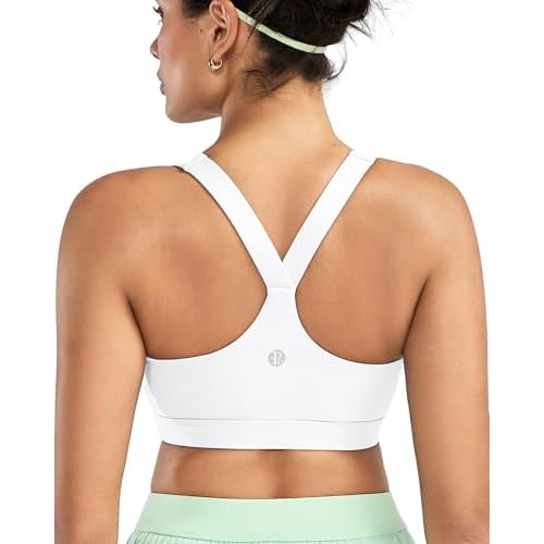 RUNNING GIRL Sports Bras for Women, Molded Cup High Impact Sports Bra Workout Bras for Women High Support Racerback A-white Small