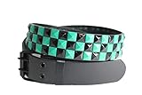  Emeco 3 R Pyramiden Nietengürtel gürtel Fashion Belt Dirty SCHWARZ/GRÜN, L