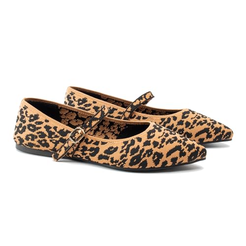 Image of Soesyi Pointed Toe Flats Knit Ballet Flat Shoes for Women Comfortable with Adjustable Strap,Washable Dressy Casual Flats for Work Office