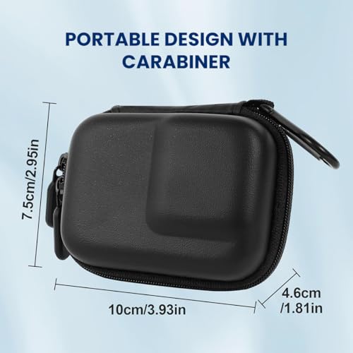 Image of ZORBES Compatible with Action 6 /5 Pro /4, Action Camera Carry Bag PU Hard Shell Travel Case Bag with Carabiner, Custom-fit Velvet Liner Storage Case, Outdoor Waterproof Action Camera Bag, 9.5x7x4.6cm