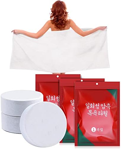 GXF 3 Packs Compressed Bath Towel Tablets, 56'' x 28'' Pure Cotton Portable Disposable Hypoallergenic Dehydrated Expandable Compact Compressed Towels Washcloths for Camping Swimming Traveling Hiking