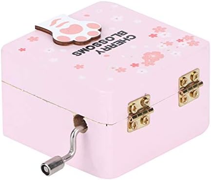 fegayu Cute Cartoon Wood Music Box, Music Box, Hand Crank Wood for Gift Friends Home Ornament Girls(Cat Claw-Pink)