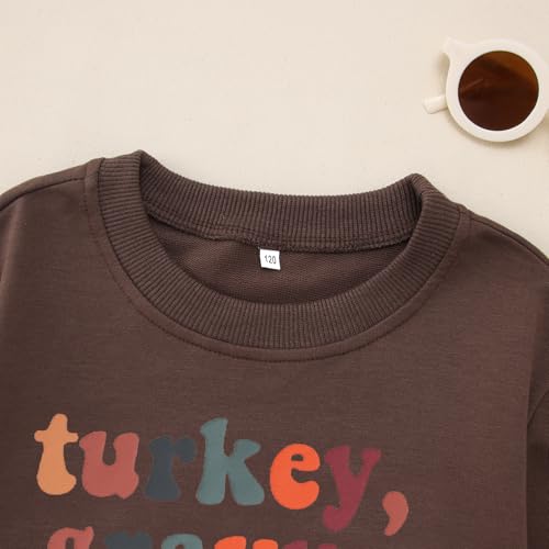 Boys Girls Thanksgiving Outfits Big Kids Turkey Letter Printed Sweatshirt Casual Crewneck Pullover Long Sleeve Top4