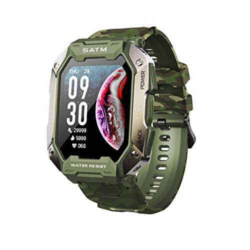 QETU Montre Intelligente pour Hommes 5ATM Surveillance de La Santé de La Natation Étanche 24 Modes Sportifs Montres Smartwatch pour Android 6.0 iOS 9.0 Et Supérieur,D Cover