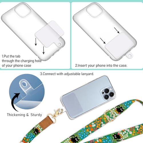Image of Piefly Cell Phone Lanyard Crossbody Wrist Strap Adjustable for Women Cat | Travel Daily Cruise, Around the Neck, Hands-free, Universal, Fit Keys ID badge, Accessories, Compatible with Most Smartphones