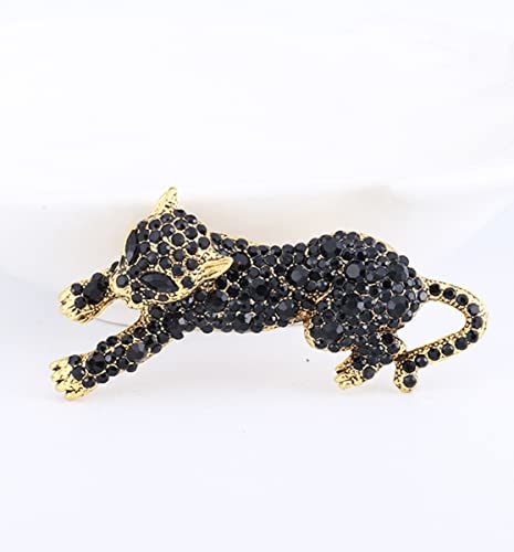 Image of Fashion Women Men Vintage Leopard Brooch Colorful Full Rhinestones Crystals Wild Animal Corsage Lapel Pin Birthday Gift Party