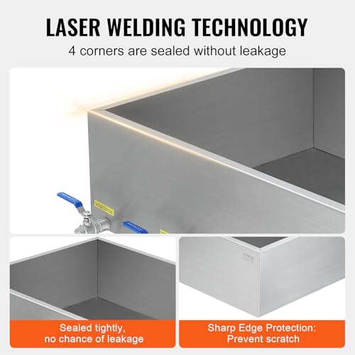 Image of VEVOR Maple Syrup Evaporator Pan, 35 Gallon,36 x 24 x 9.5 Inch Maple Syrup Pan,304 Stainless Steel Maple Syrup with 2 Valves and 3 Heating Methods, for Home, Outdoor