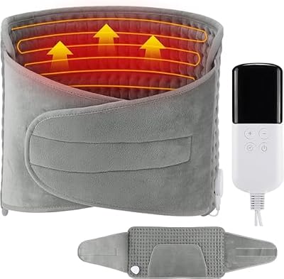 Faja lumbar calefactora 122 x 30 cm, termoforo lumbar con 10 niveles de temperatura y 4 ajustes de tiempo, termoforo eléctrico para la espalda, lavable, para espalda, cuello, hombros, abdomen