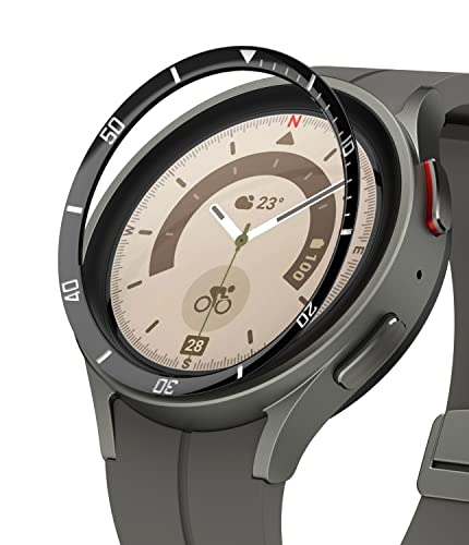 Image of Ringke Inner Bezel Styling Compatible with Samsung Galaxy Watch 5 Pro 45mm, Stainless Steel Anti-Scratch Inner Bezel Ring Protective Cover - 45-IN-02 (ST) Black
