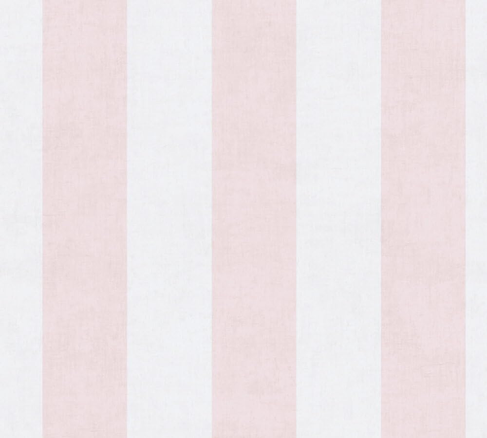 A.S. Création Lilly & Luis papel pintado no tejido a rayas en crema, rosa – papel pintado decorativo 10,05 x 0,53 m – 770782