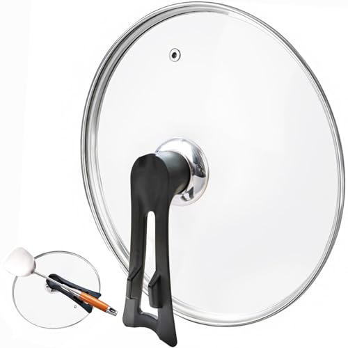 Glass Lid For Pots Pans and Skillets Round Tempered Clear Glass Cover Replacement with Steam Vent Heat Resistant Handle 11 12 12.5 13.5 And 14 11 Inch Fit Inner dia 10.8-11.3