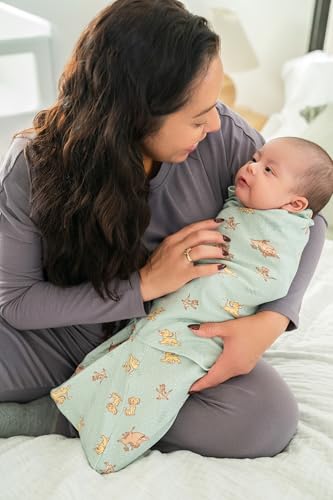 Image of HALO 100% Cotton Sleepsack Swaddle, 3-Way Adjustable Wearable Blanket, Newborn, TOG 1.5, Lion King Friends
