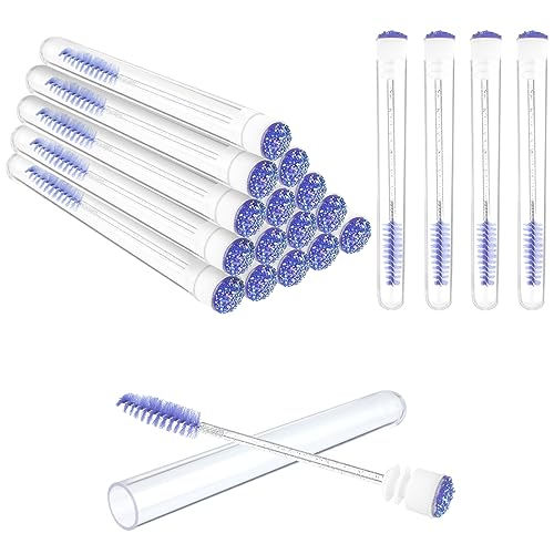 Lash Spoolies with Tube, 40 Pcs Disposable Mascara Brushes Tubes Set, 20 Pcs Empty Mascara Tubes with 20 Pcs Lash Brush, Cleaning Brush for Eyelash Extension Applicators Makeup Tools