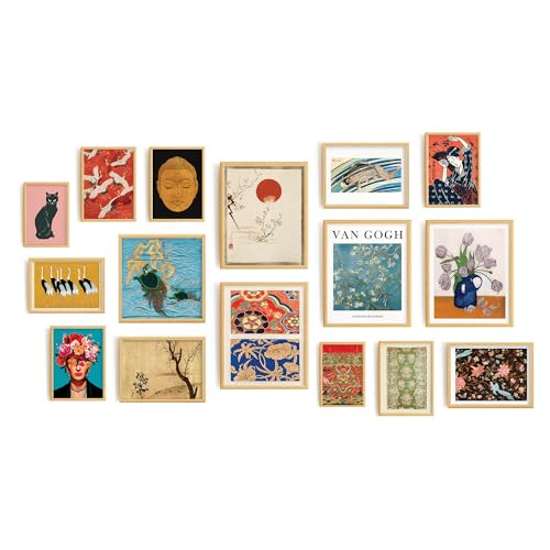365DoRoTeYa Colorful Eclectic Wall Art Prints Vibrant Gallery Wall Art Set Boho Room Decor Eclectic Home Decor Aesthetic Bedroom Decor Prints for Boho Wall Decor Living Room Decor 15 PCS (Unframed)