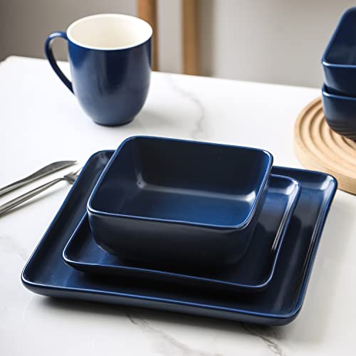 Stone Lain Amy Porcelain Dinnerware Set, 24-Piece Service For 6, Navy Blue #TOP3