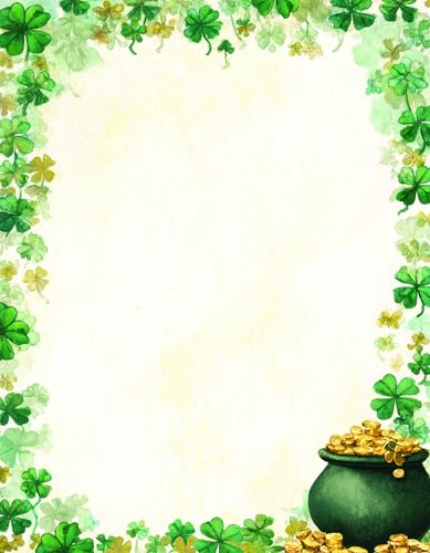 Pot of Gold with Clovers Stationery Paper