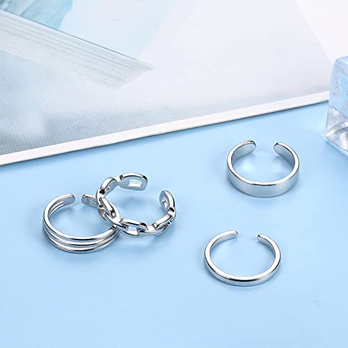 Orazio 925 Sterling Silver Toe Rings For Women Adjustable Triple Band Toe Ring Set Cute Toe Rings Jewelry #TOP1