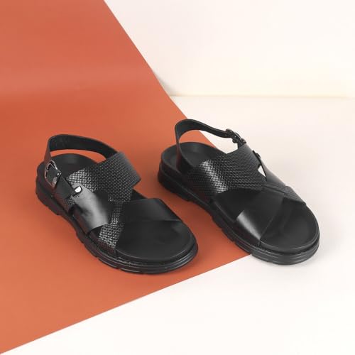 Image of Metro Men's Leather Textured Casual Sandals