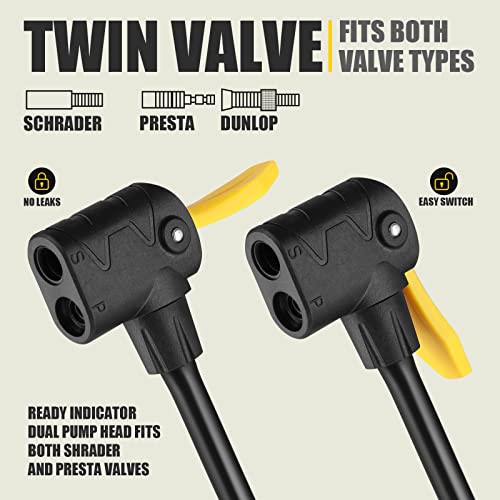 Beelord Bicycle Pump Durable Steel Bike Floor Pump, 120 Psi, Suitable For Presta And Schrader #TOP2