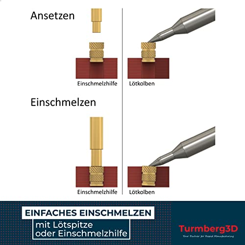 Turmberg3D - Gewindeeinsatz M3 (100 Stück) / M3x5,7 Messing Gewindebuchsen/Einschmelzmutter für Kunststoffteile für 3D-Drucker Teile (M3x5,7)