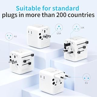 5 in 1 Adattatore Universale da Viaggio,Presa Universale da Viaggio con 1 USB A,2 USB C,1 Universale Presa,1 US/JP Presa,Adattatore Spina Internazionale per Italia UK US Australia Tailandia Messico
