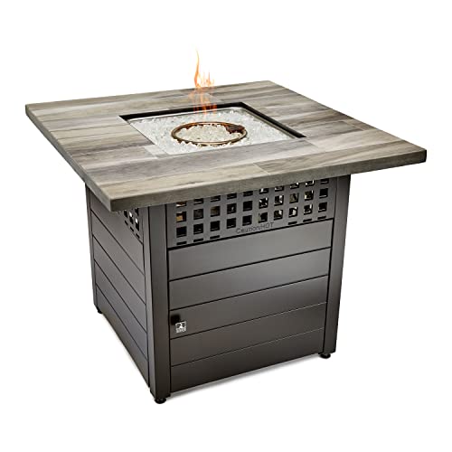 Hayden Gray 38" Square Dual Heat Gas Fire Pit #TOP1