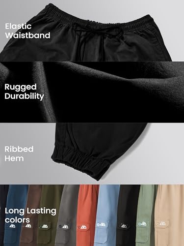 Image of Beyoung Cotton Solid Elastic with Drawstring Cargo Joggers for Men | Regular Fit | 2 Spacious Pockets | Smooth Texture