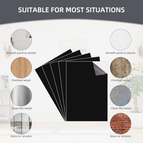 Bubuny 12 Stück Selbstklebend Schaumstoffplatte 1MM Moosgummi Selbstklebend Platte, Schwarzes EVA Rutschfeste Schaumstoffmatte für Möbel Stoßdämpfung, Bastelarbeiten, Schmuckkästchen