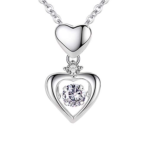 Quadiva E! Women's 925 Sterling Silver Necklace Heart decorated with sparkling crystals from Swarovski®