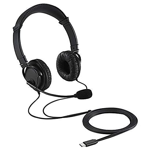 Kensington USB-C HiFi-Kopfhörer mit Mikrofon, Hochwertiger Stereosound, Einstellbares Mikrofon mit Geräuschunterdrückung (Noise-Cancelling), Headset für Konferenzen, Calls oder Gaming, K97601WW