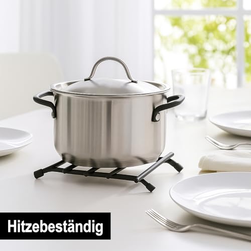 com-four® 2-teiliges Edelstahl Topfuntersetzer-Set mit Gummifüßen – Ansicht 4