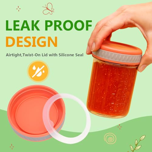 Mixed Glass Food Storage Jars with Lids – 4 oz (8) + 8 oz (4) Pack – Baby Food, Breast Milk, Snacks, Puree, Reusable Containers for Meal Prep & Spice Storage,Dishwasher Safe, Perfect Gift Set