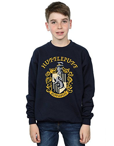 Harry Potter Boys Hufflepuff Crest Sweatshirt Navy Blue 7-8 Years