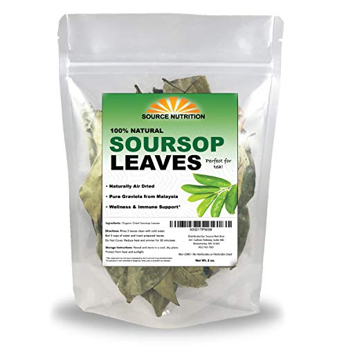 Organic Dried Soursop Leaves - Whole Dried Leaves, Pure Graviola for Tea, High in Acetogenins- 2 oz Resealable Bag (Soursop Leaves)