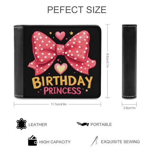 Birthday Princess Bifold Wallet PU Leather Front Pocket Slim Credit Card Holder Coin Purse for Women Men2