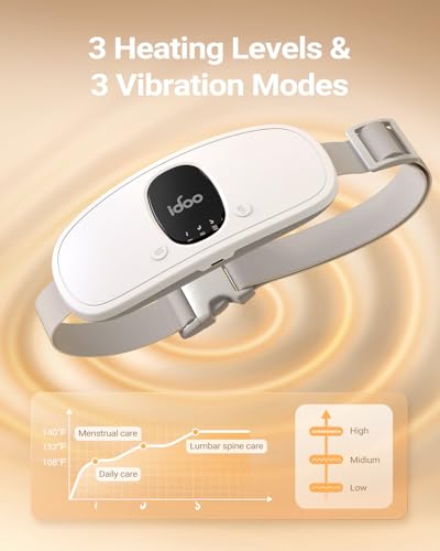 Image of iDOO Portable Heating Pad for Period Cramps, FSA Eligible Item, Gifts for Women Girlfriend Mom Wife, Back Belly Heat Pad for Menstrual Pain Relief, with 3 Heat Levels 3 Massage