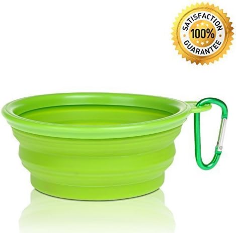 Nom Nom Puppy Collapsible, Eco-friendly, Portable Travel Pet Water Bowl (12 Oz) with Free Bonus Carabiner Belt Clip - Lightweight,…