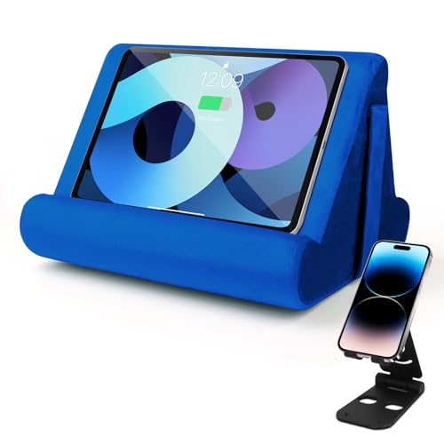 Sttargxing Universal Multi-Angle Tablet Holder - Soft Pad Stand with Net Pocket & Phone Stands for Lap, Knee, Sofa and Bed Phone Pad Stands(Blue)