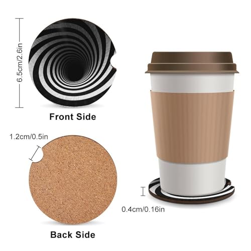 Portavasos Universal de Madera con Diseño en Espiral Blanco y Negro miniatura 2