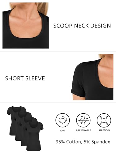 Cotton Tshirts for Women Short Sleeve Tshirt Basic Tees Plain T Shirt Womens Casual Tops Tee Undershirt Pack 1-42
