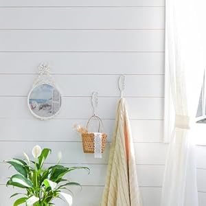 SOFFEE DESIGN Set of 2 Vintage Feather Wall Metal Coat Hooks Heavy Duty White Hangger Hooks Decorative Rack Hooks for Hanging Scarf Bag Towel Key Cap