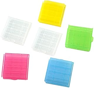 ChenYu 6 Pcs Plastic Battery Case, Battery Storage Organiser Case for AA/AAA, Battery Protection Storage,5 Colors (Red, Transparent, Blue, Green, Yellow)